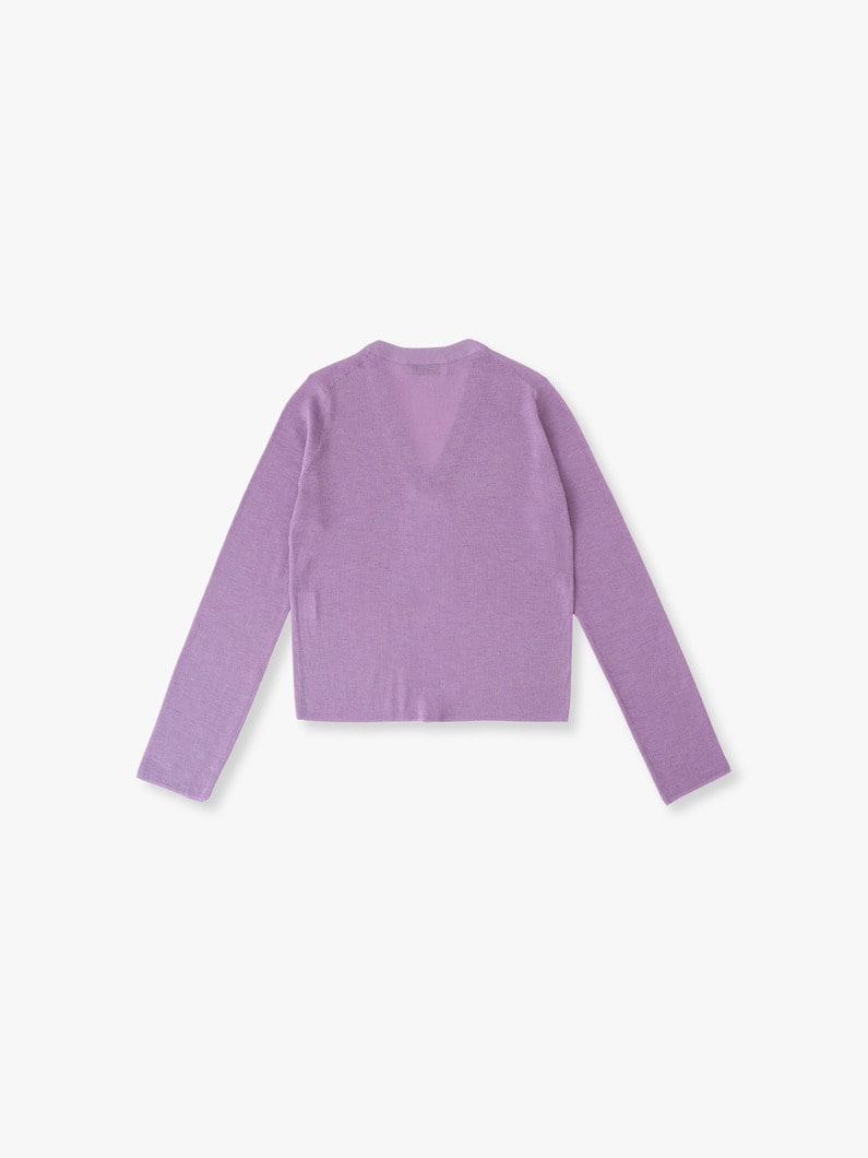 シアーリブ ショート ニット カーディガン 詳細画像 lavender 1