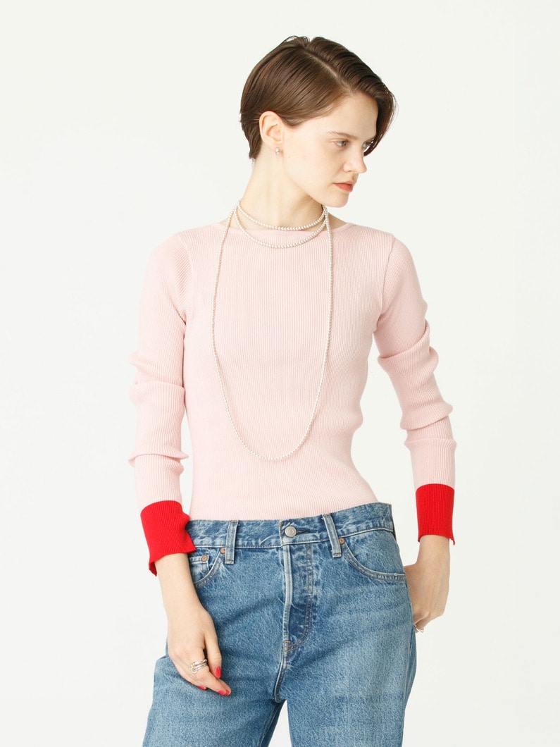 バイカラー ギザボートネック プルオーバー 詳細画像 light pink 1