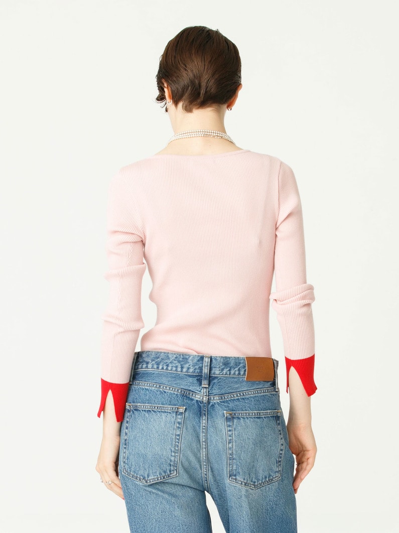 バイカラー ギザボートネック プルオーバー 詳細画像 light pink 3