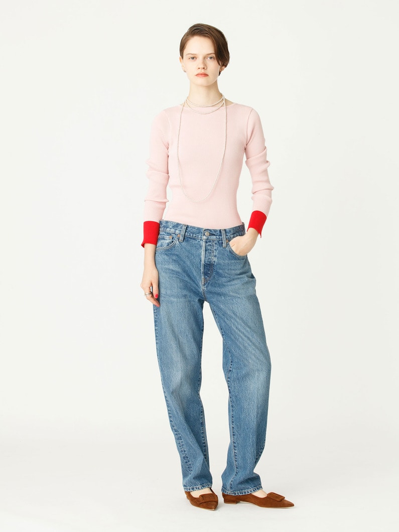 バイカラー ギザボートネック プルオーバー 詳細画像 light pink 4