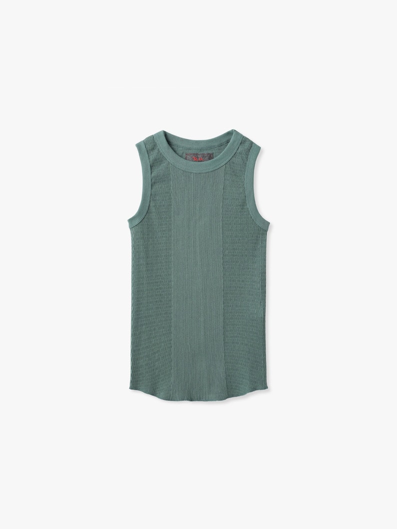 ハニカム リブ スリーブレス トップ 詳細画像 green