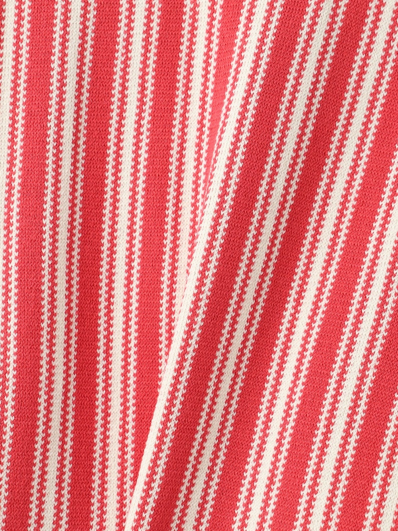 ストライプ ラッセル フレンチスリーブ トップ 詳細画像 red 3