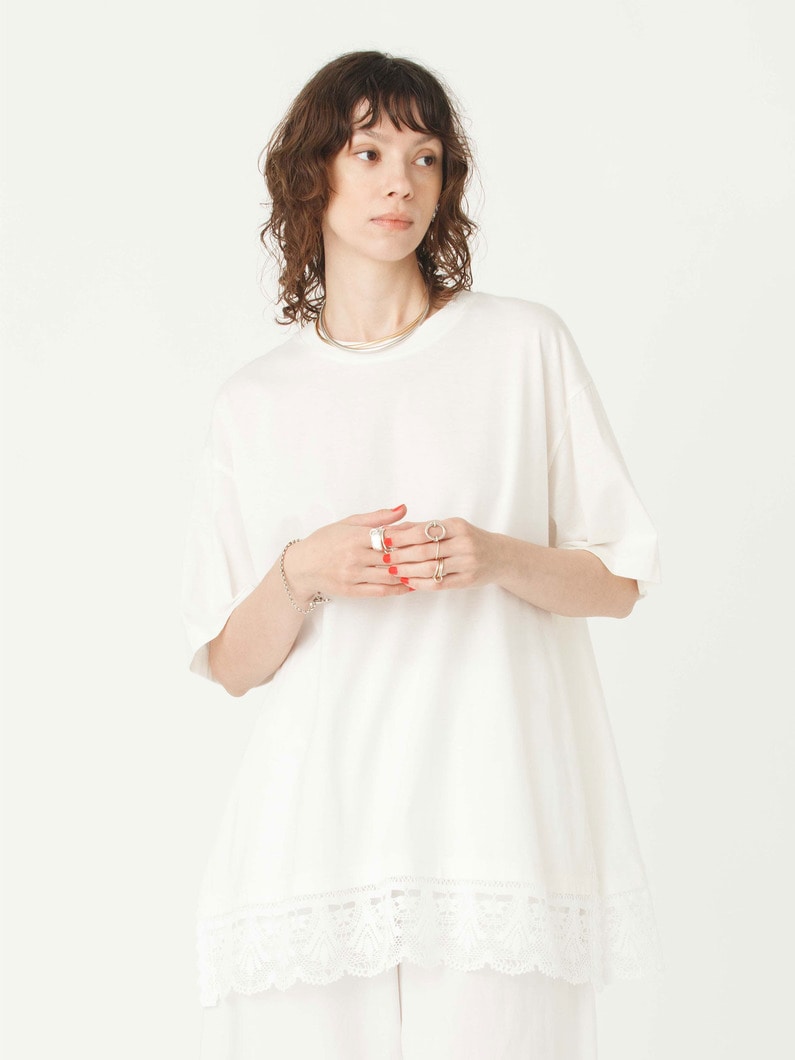 レース コンビネーション ティー 詳細画像 white