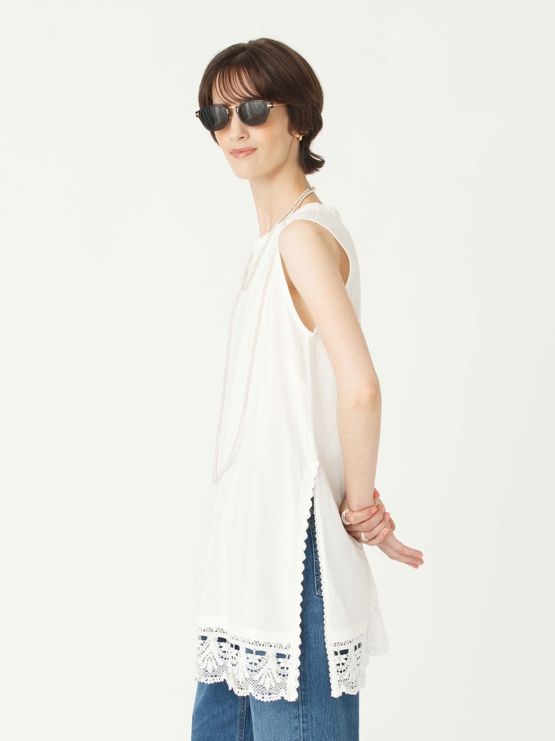 レース コンビネーション スリーブレス トップ 詳細画像 white 2