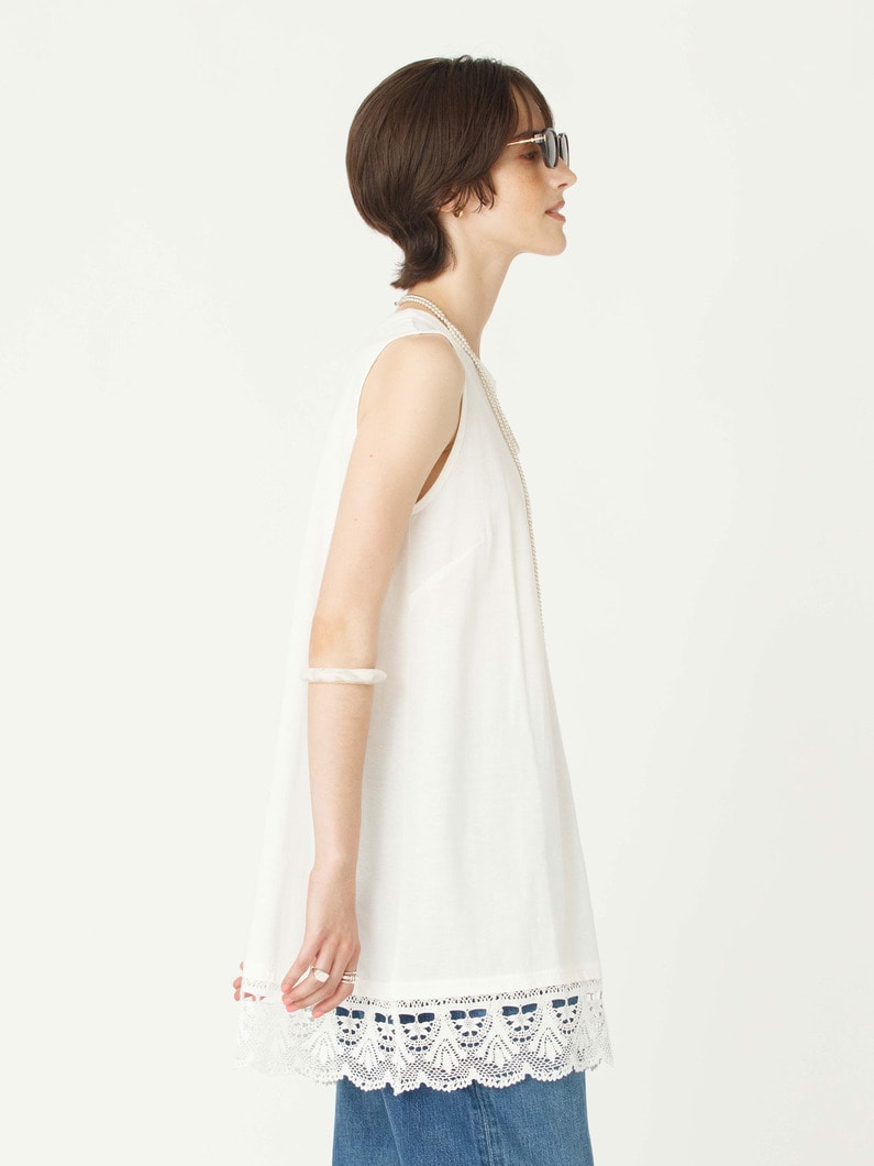 レース コンビネーション スリーブレス トップ 詳細画像 white 3