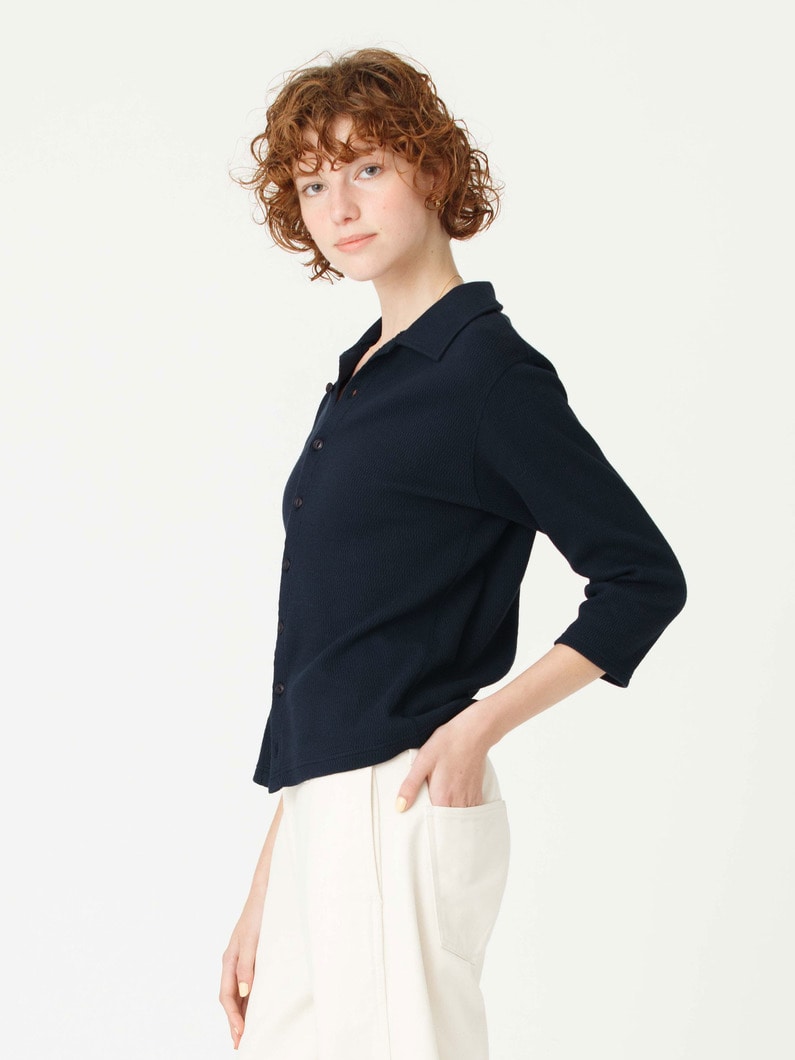 ワッフル ポロ カーディガン 詳細画像 navy 2