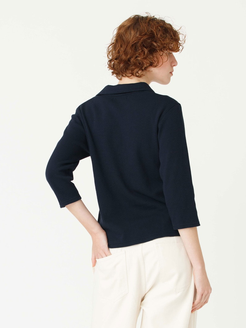 ワッフル ポロ カーディガン 詳細画像 navy 3