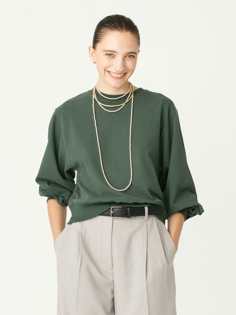 コットン ジャージー ギャザー プルオーバー 詳細画像 olive