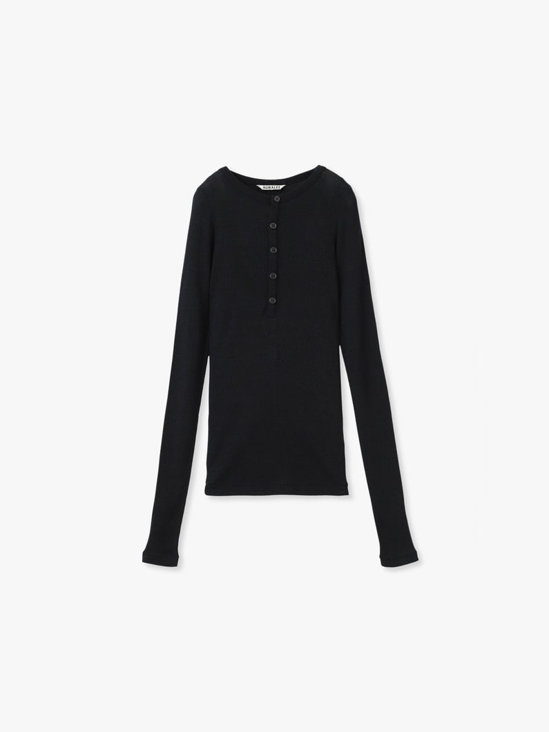 ウール シルク ソフト リブ ヘンリー トップ 詳細画像 black