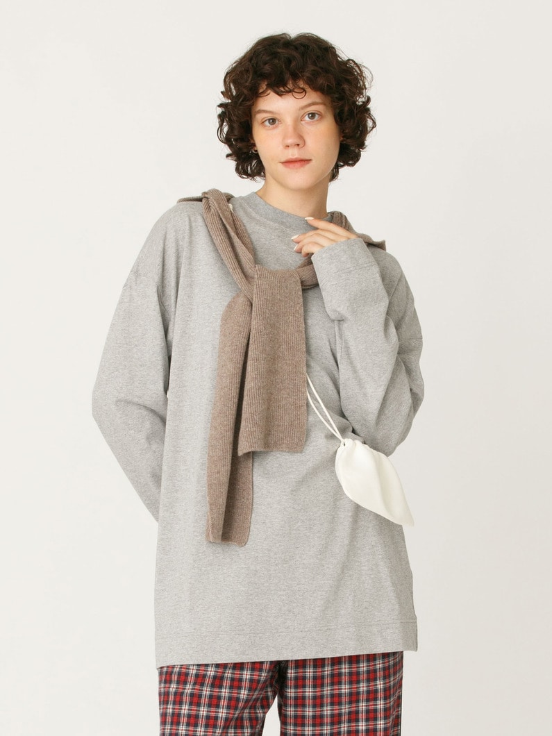コットン オーバーサイズ ロングスリーブ ティー 詳細画像 gray 1