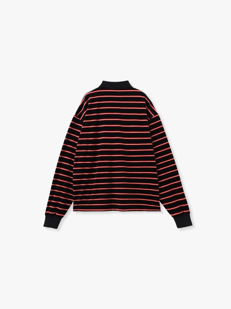 ベルベット ストライプ ポロ トップ 詳細画像 navy 1