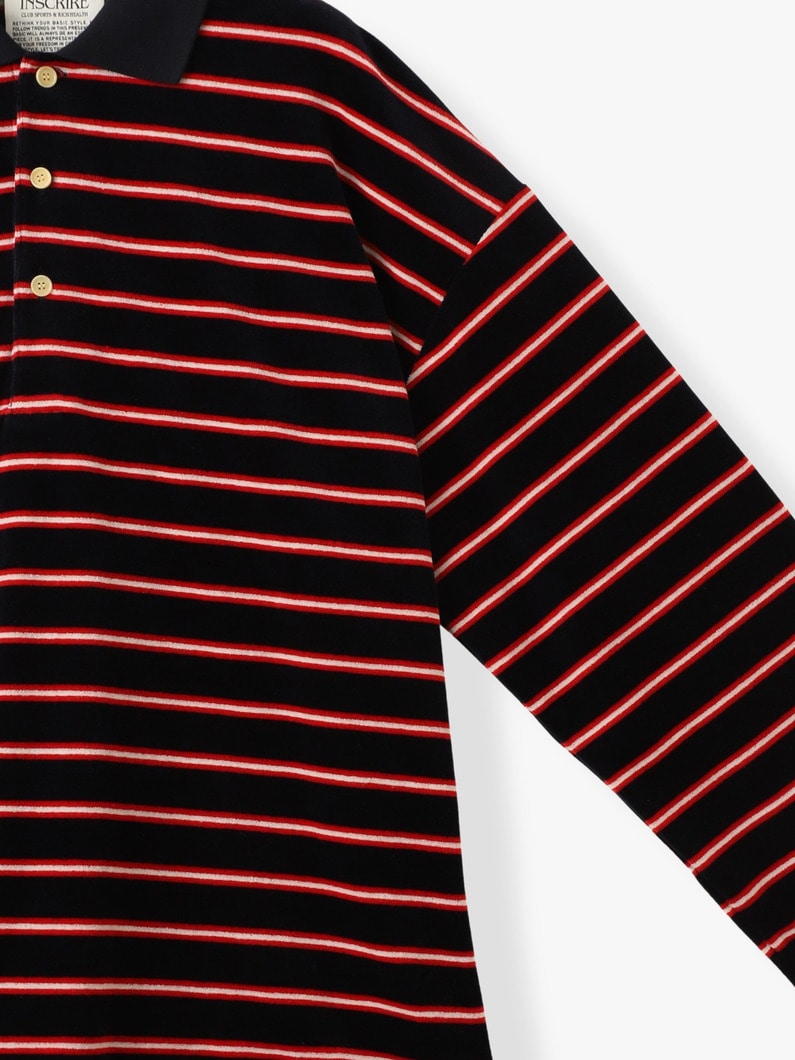 ベルベット ストライプ ポロ トップ 詳細画像 navy 2