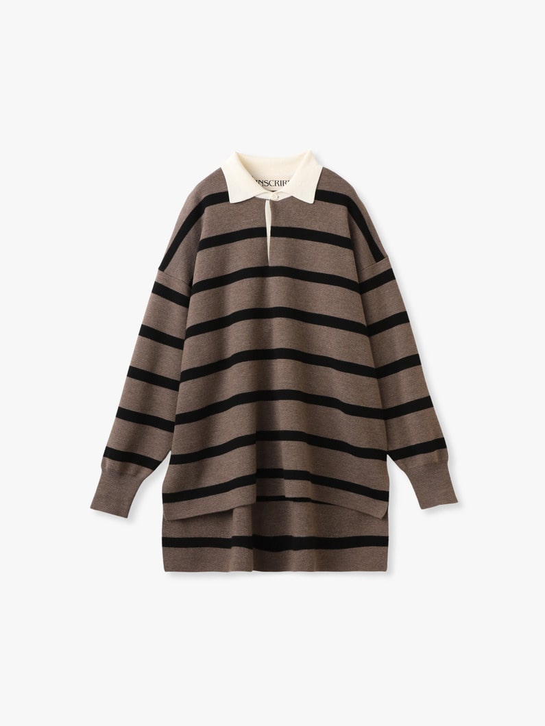 ウール ラグビー ニットシャツ 詳細画像 brown