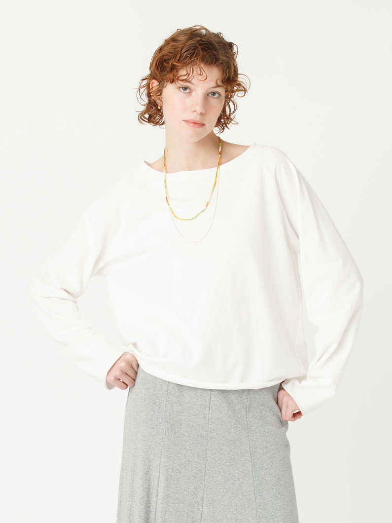 ボートネック ロングスリーブ トップ 詳細画像 white