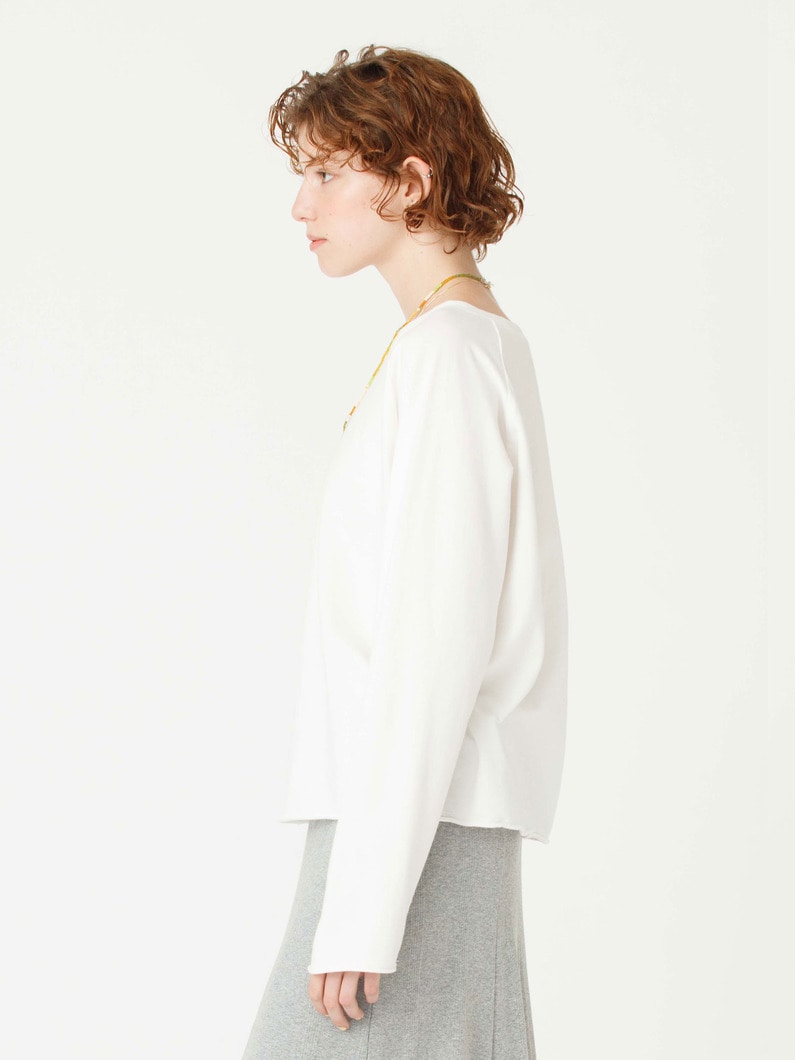 ボートネック ロングスリーブ トップ 詳細画像 white 2
