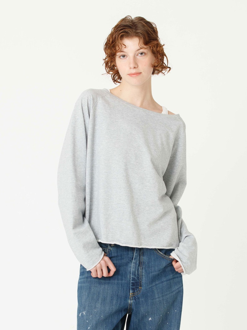 ボートネック ロングスリーブ トップ 詳細画像 top gray