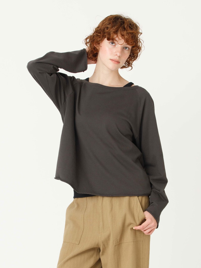 ボートネック ロングスリーブ トップ 詳細画像 charcoal gray 1