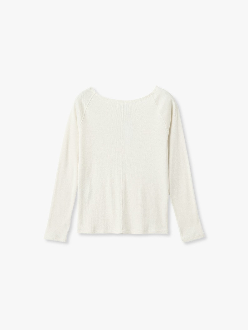コットンリネン リブ ボートネック トップ 詳細画像 white 1