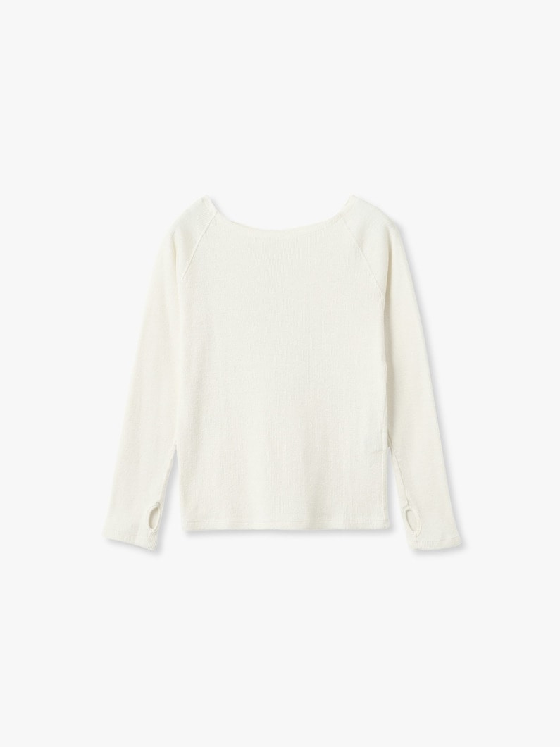 コットンリネン リブ ボートネック トップ 詳細画像 white 3
