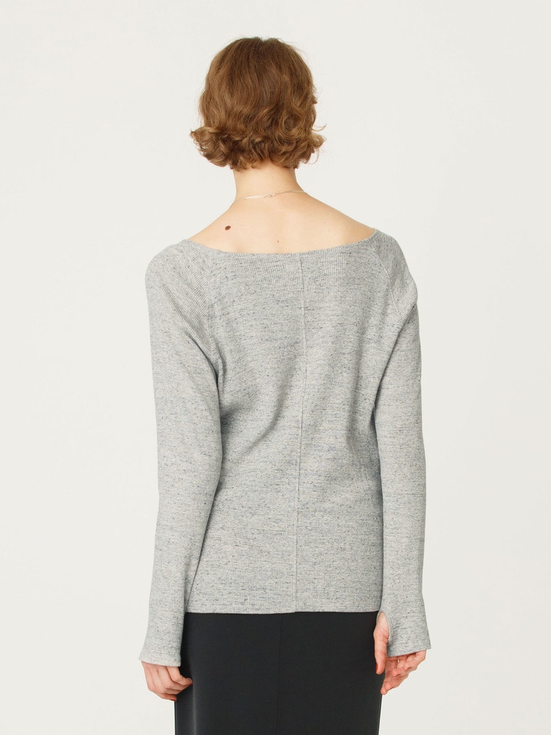 コットンリネン リブ ボートネック トップ 詳細画像 top gray 3