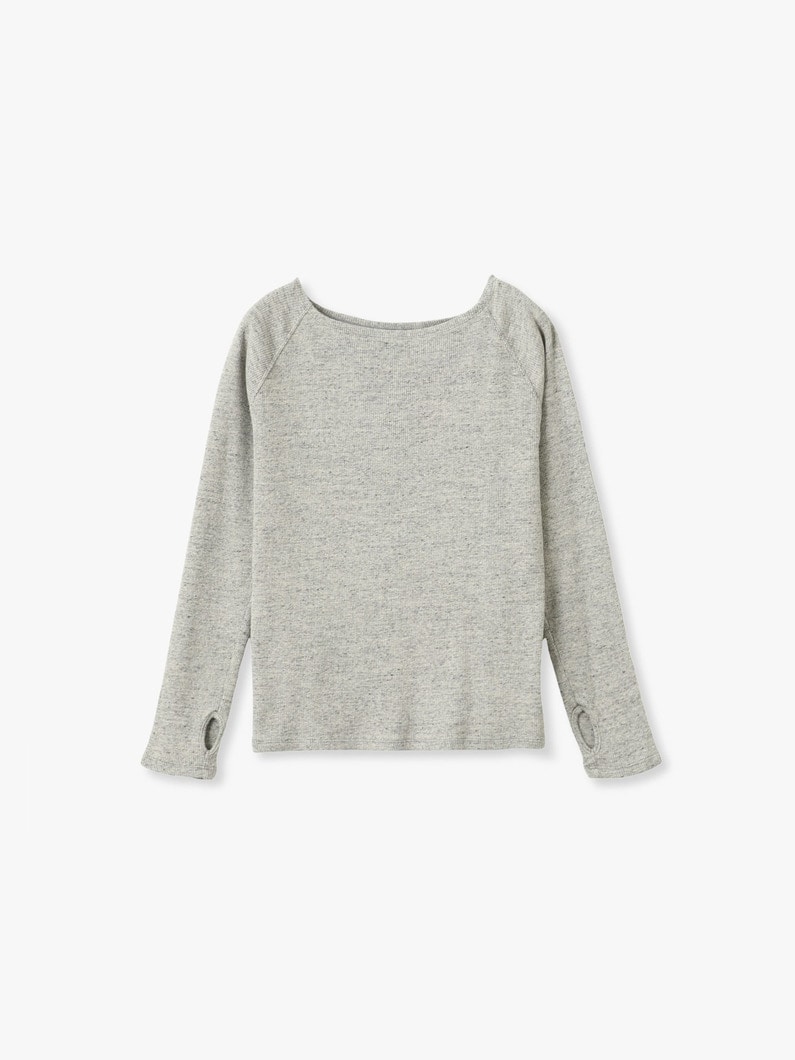 コットンリネン リブ ボートネック トップ 詳細画像 top gray 4