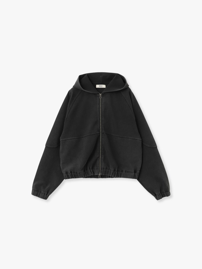 ピグメントダイ ジップ フーディー 詳細画像 black 6