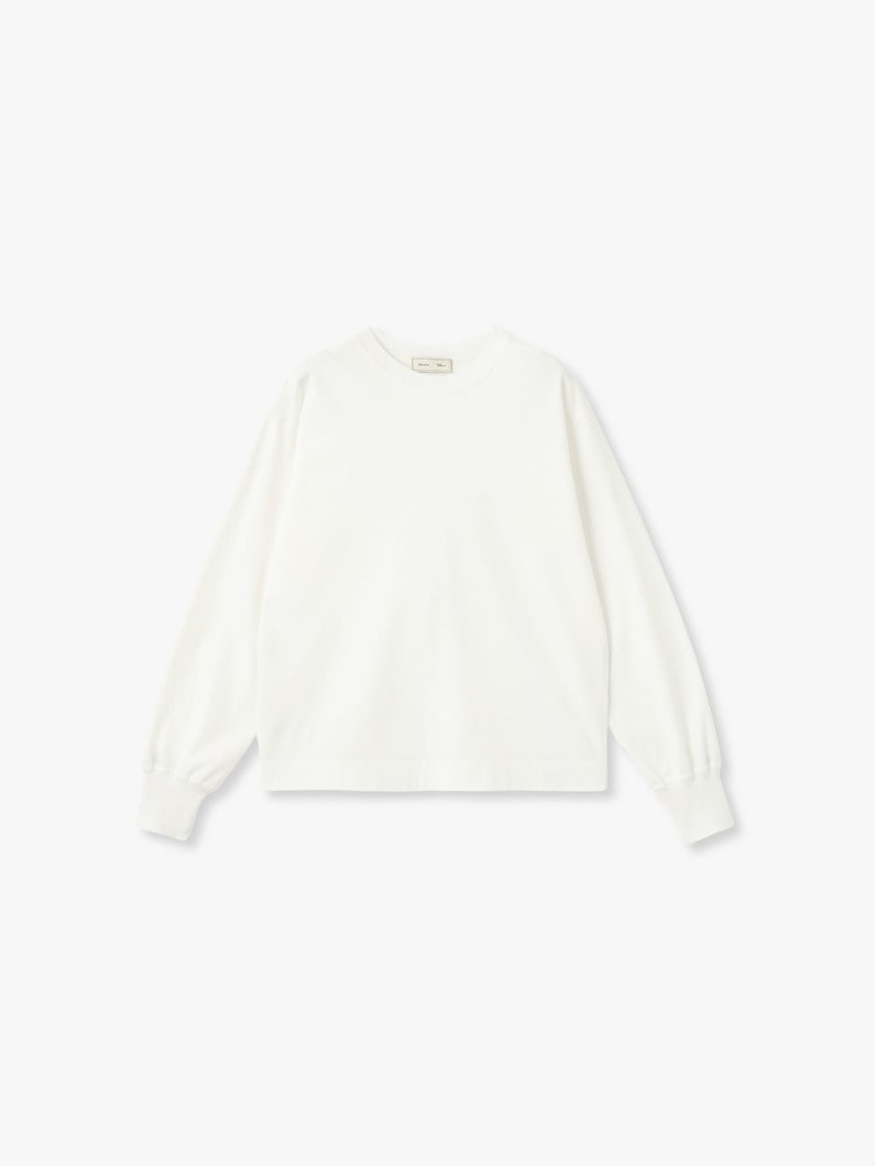 オーガニックコットン ニットリブ ロングスリーブ ティー（ホワイト/ネイビー） 詳細画像 white 6