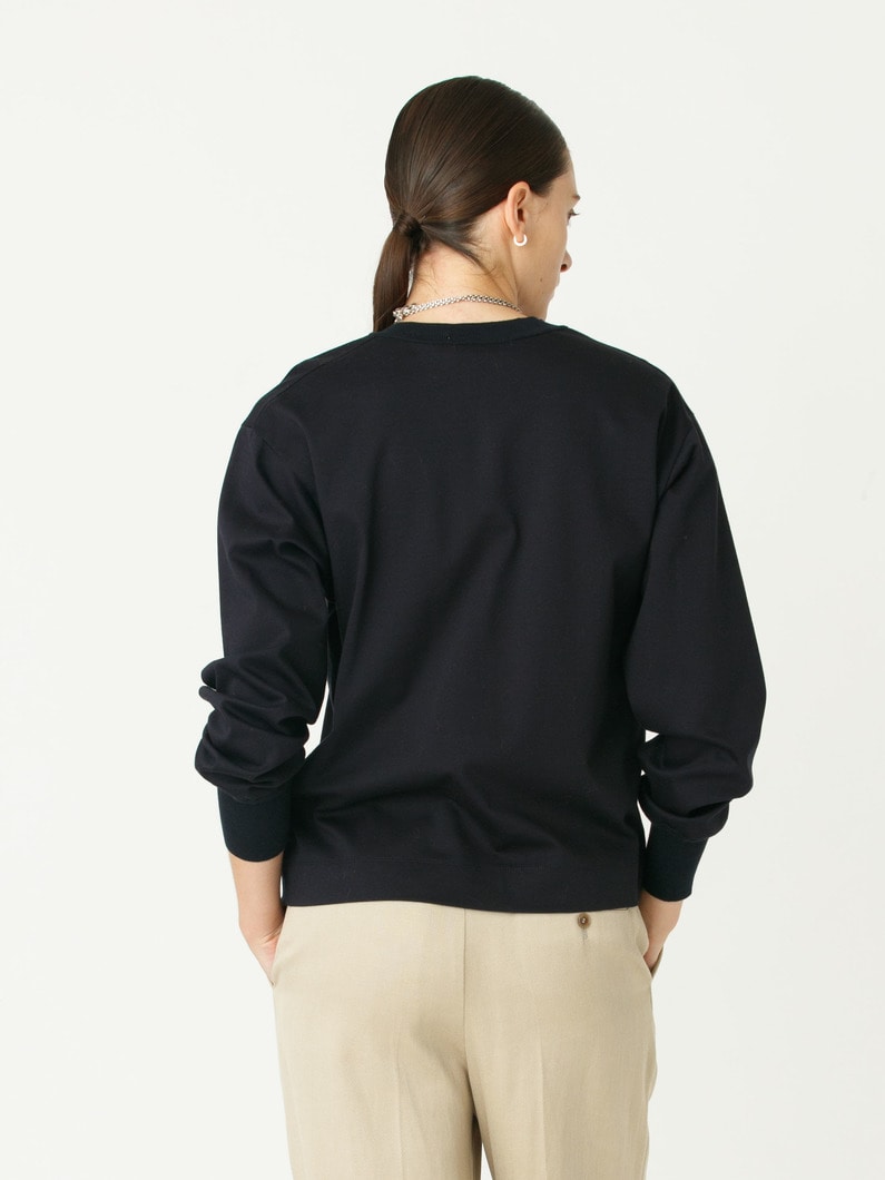 オーガニックコットン ニットリブ ロングスリーブ ティー（ホワイト/ネイビー） 詳細画像 navy 4