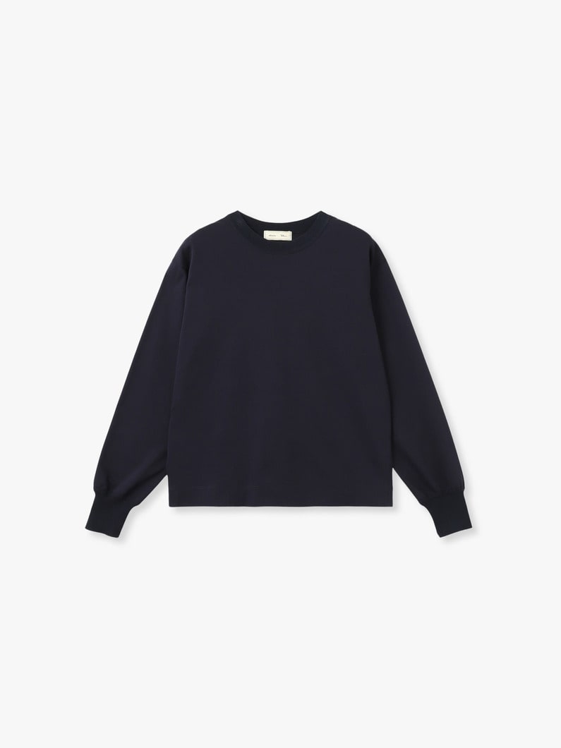 オーガニックコットン ニットリブ ロングスリーブ ティー（ホワイト/ネイビー） 詳細画像 navy 6