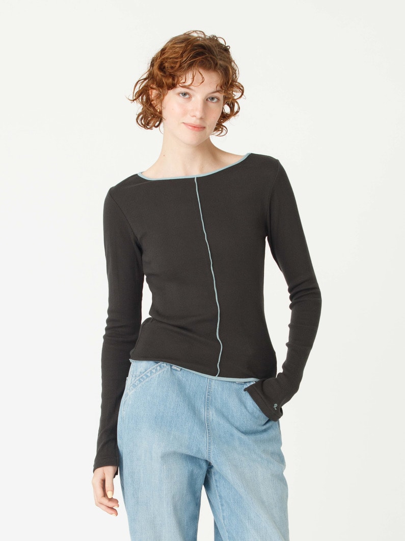ボートネック ロングスリーブ ティー 詳細画像 charcoal gray