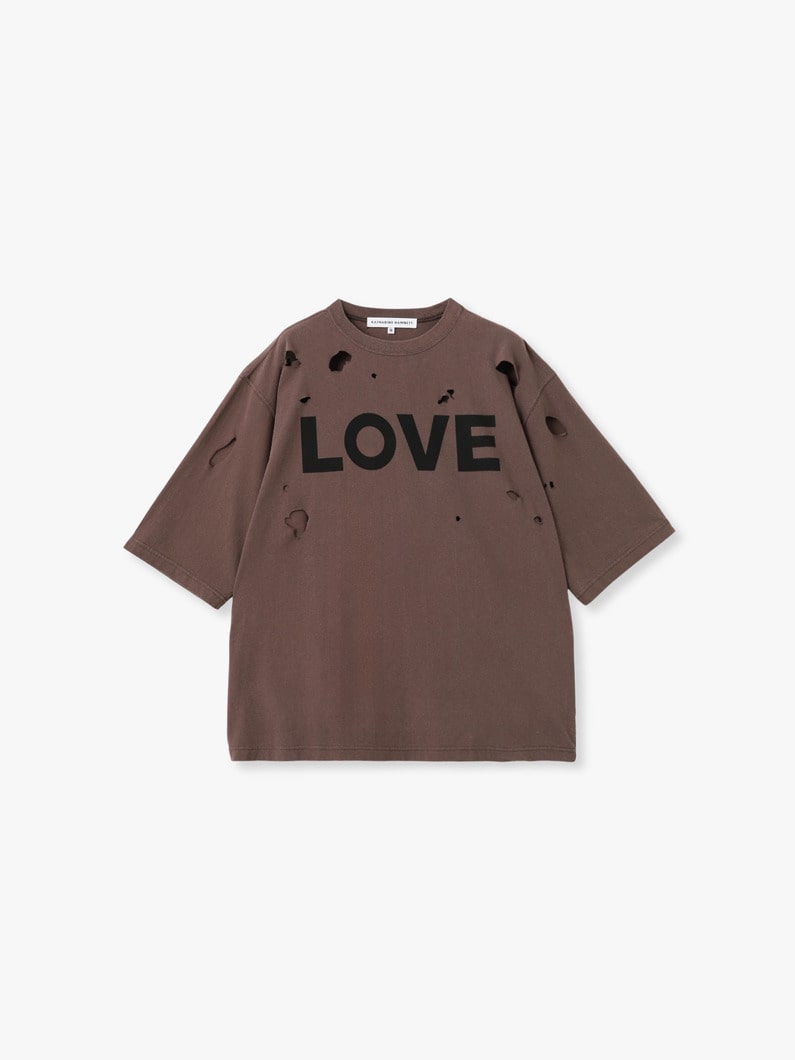 クラッキング ラブ プリント ティー 詳細画像 brown 1