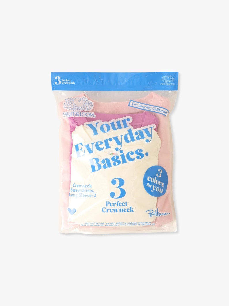 3パック クルーネック スウェット＆ロングスリーブ ティー 詳細画像 light pink 10