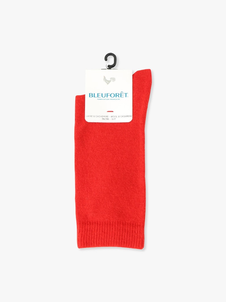 ソリッドカラー カシミア ソックス 詳細画像 red 2