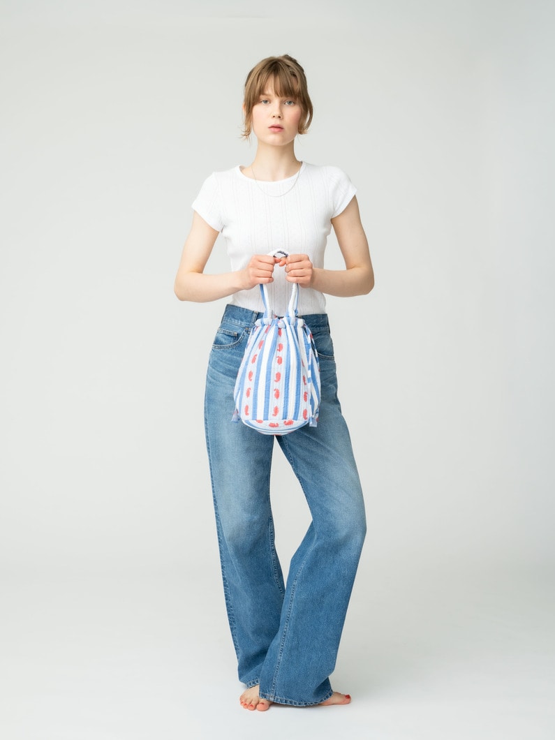 リボンプリント バケットバッグ 詳細画像 blue 2