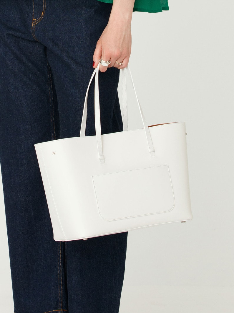 スムースレザー トートバッグ 詳細画像 white 2