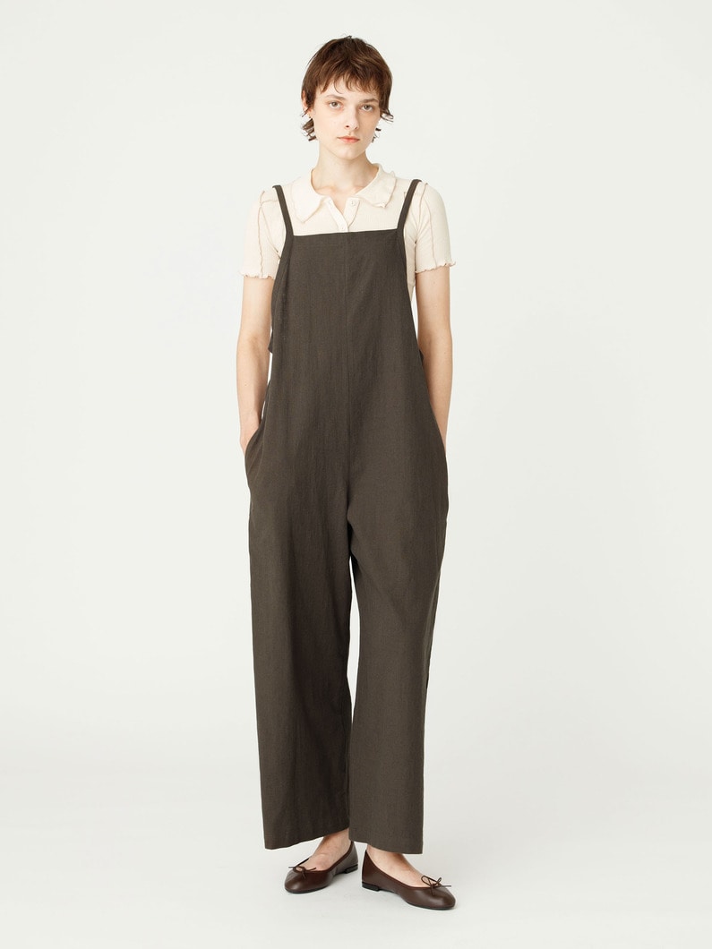 リネン コットン バックリボン オールインワン 詳細画像 charcoal gray 1