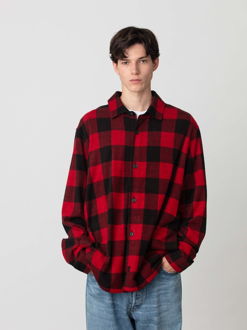 フランネルニット チェックシャツ 詳細画像 red