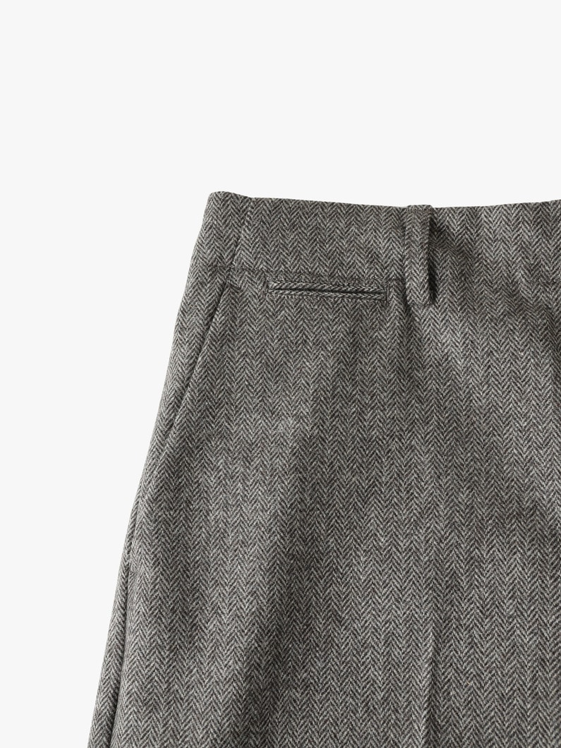 ワイドギャザー ヘリンボーン パンツ 詳細画像 gray 3