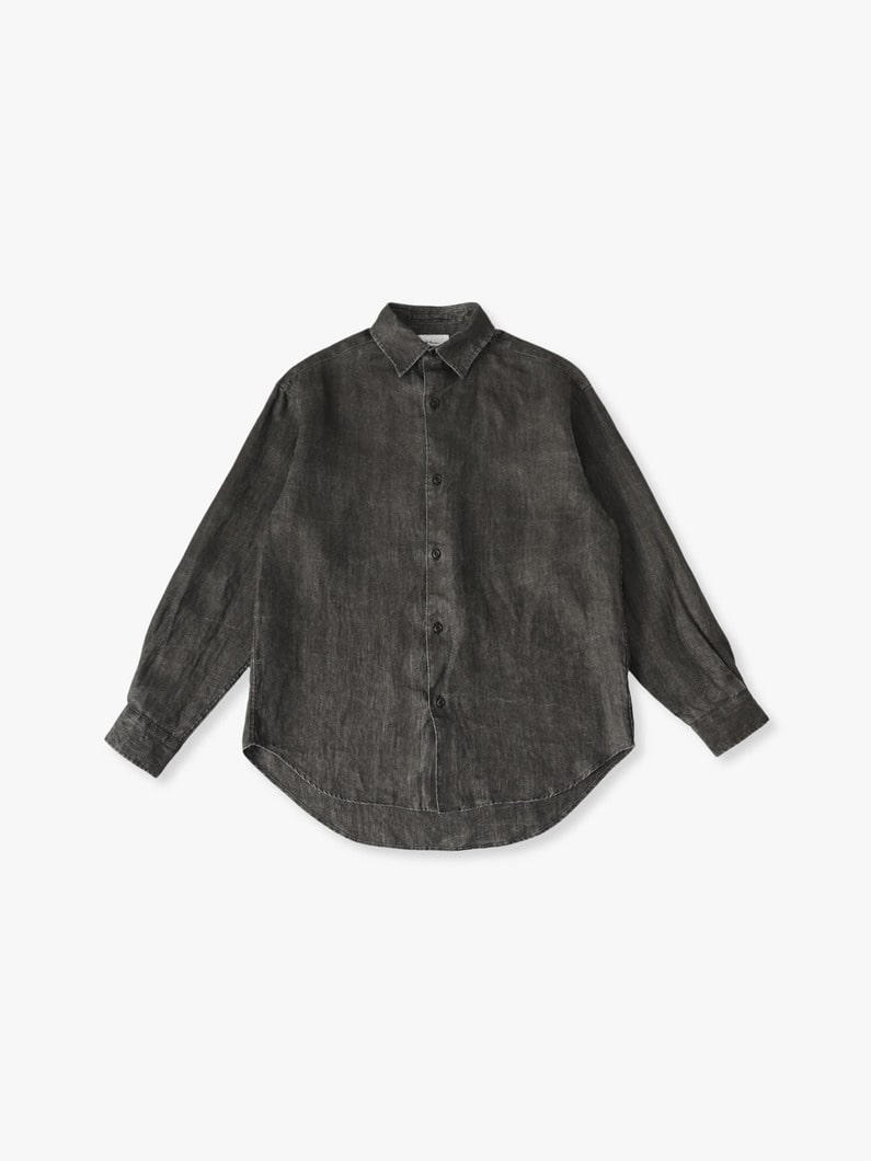ブラックインクダイ リネン オーバーサイズ シャツ 詳細画像 black 4