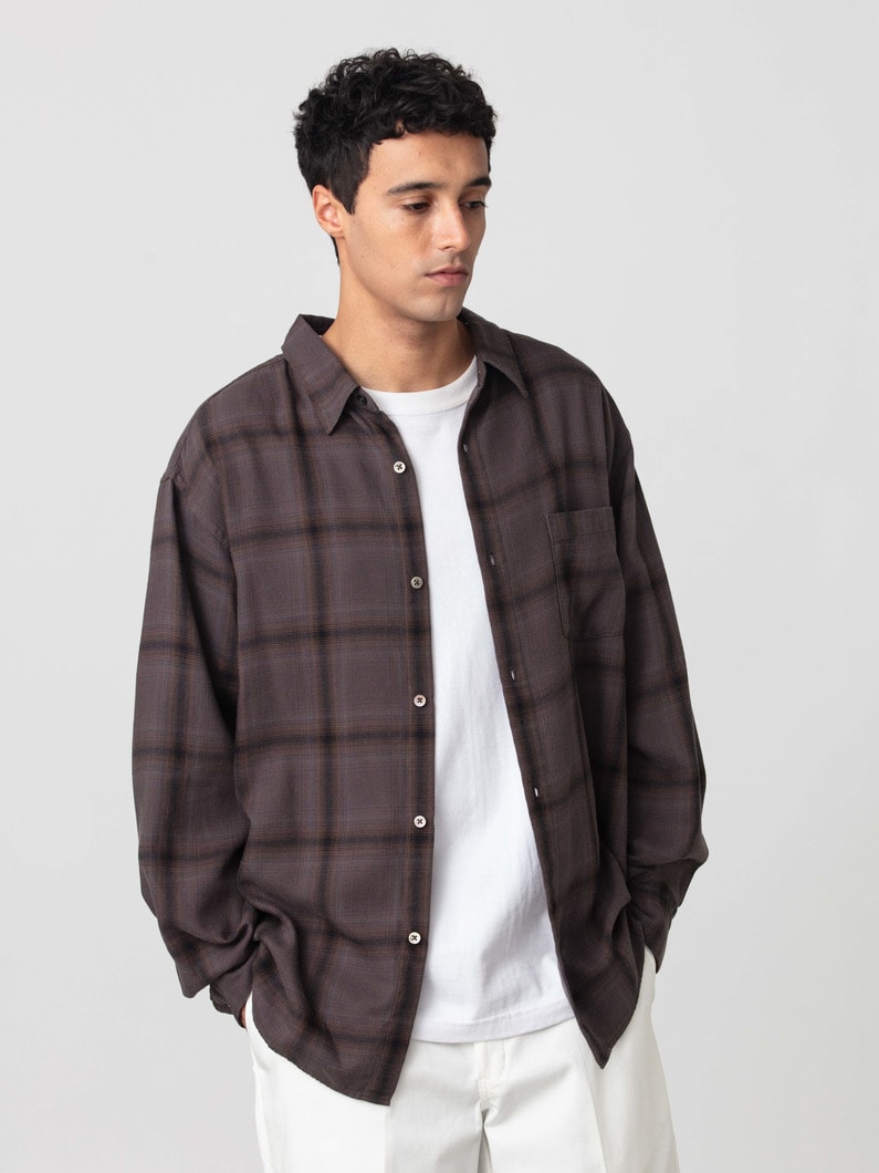コットンテンセル オンブレチェック シャツ 詳細画像 brown 1