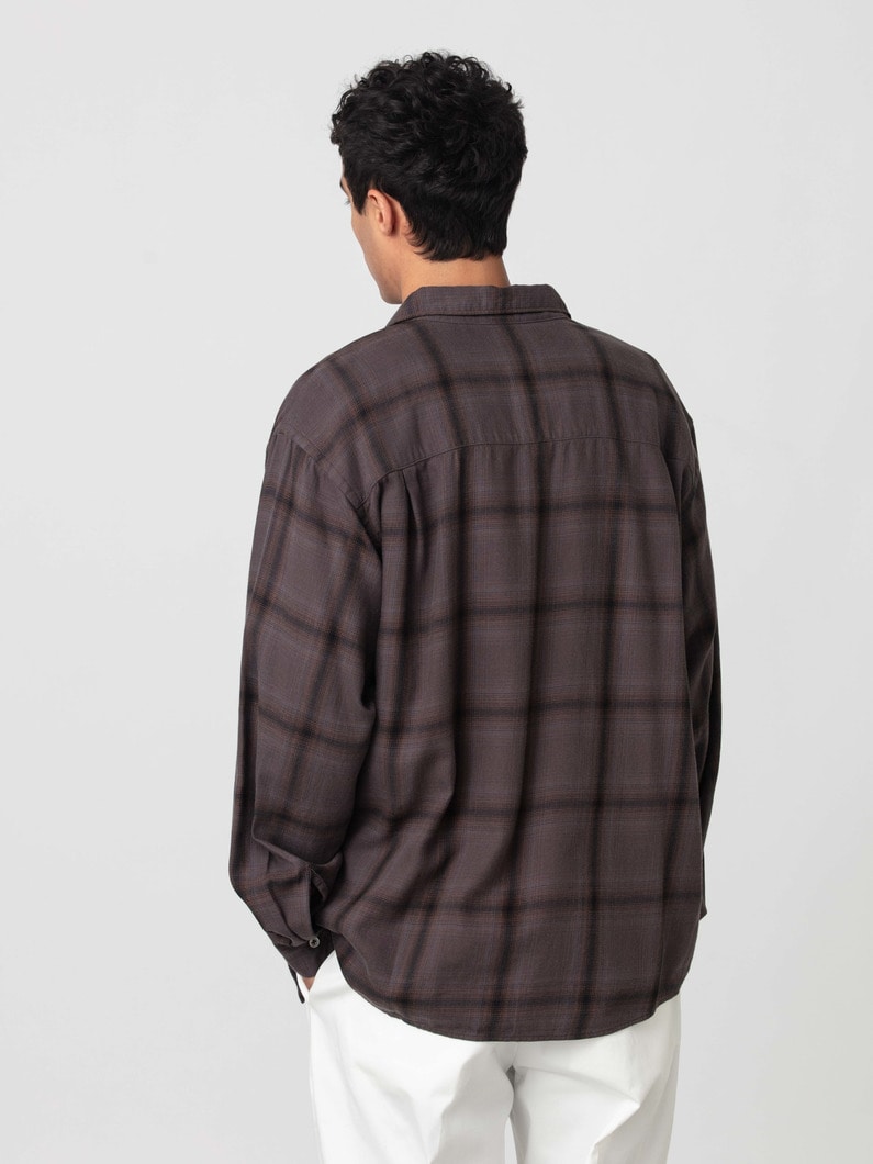コットンテンセル オンブレチェック シャツ 詳細画像 brown 2