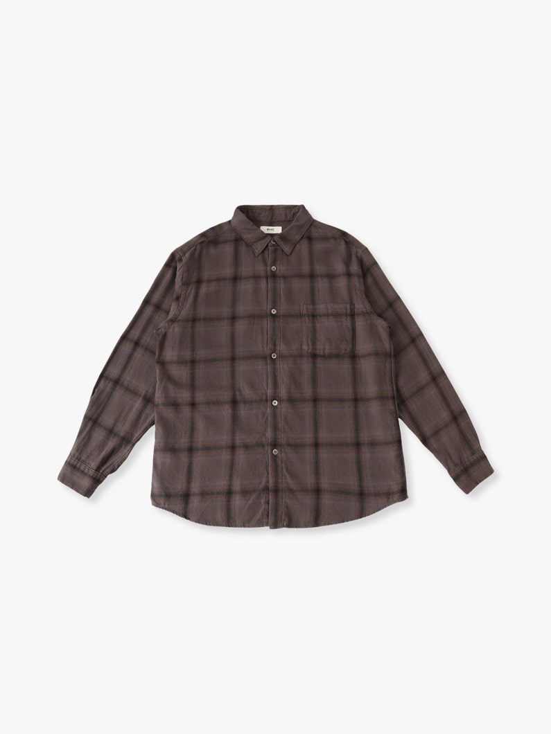 コットンテンセル オンブレチェック シャツ 詳細画像 brown 3