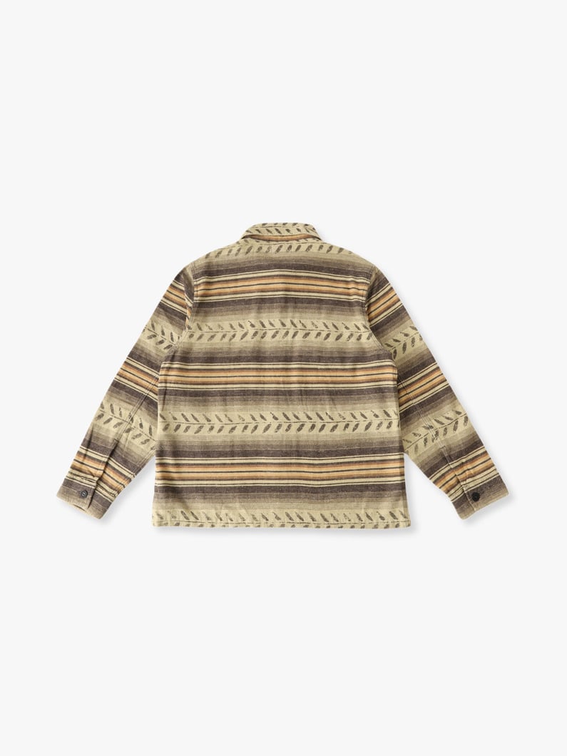 リーフプリント ストライプ ツイルコットン シャツ 詳細画像 brown 1