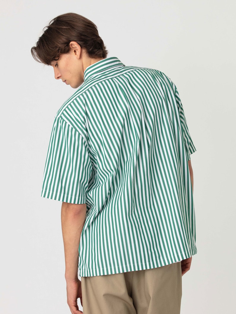 ハーフボタン ストライプ ショートスリーブシャツ 詳細画像 green 2