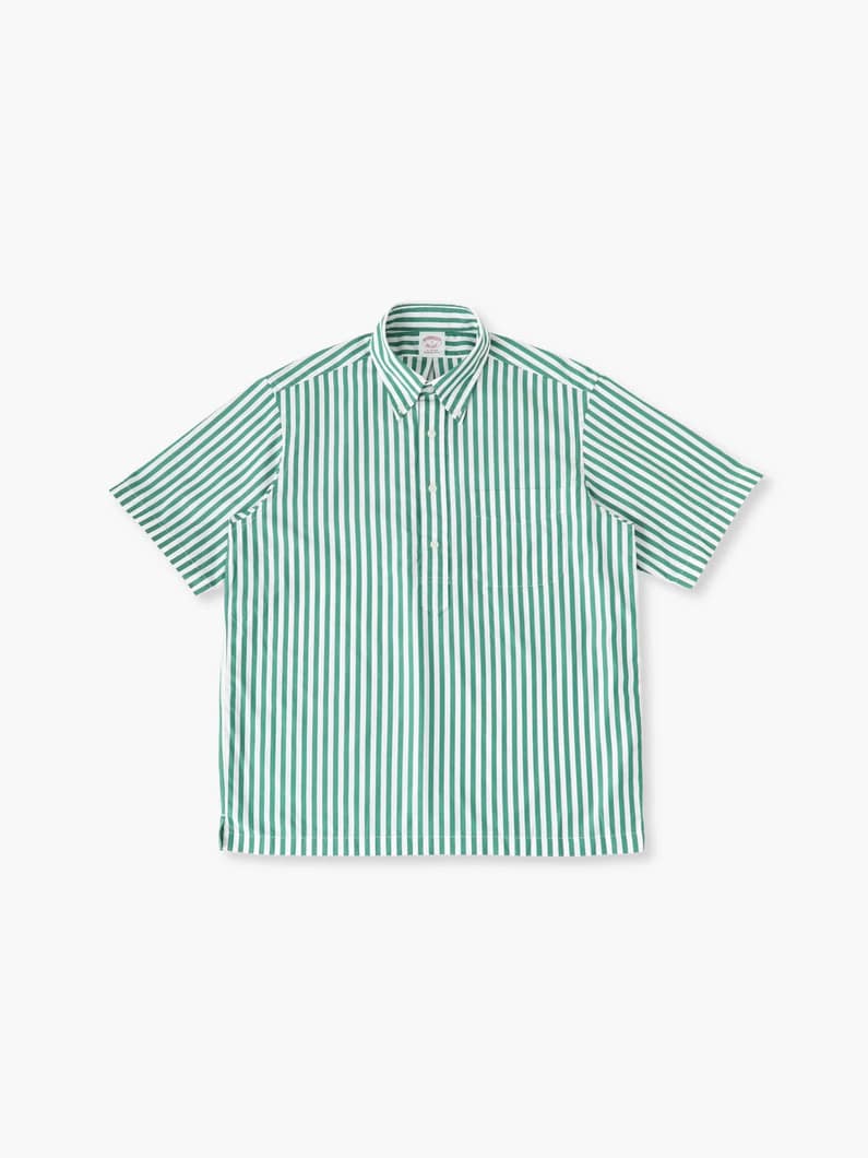 ハーフボタン ストライプ ショートスリーブシャツ 詳細画像 green 3