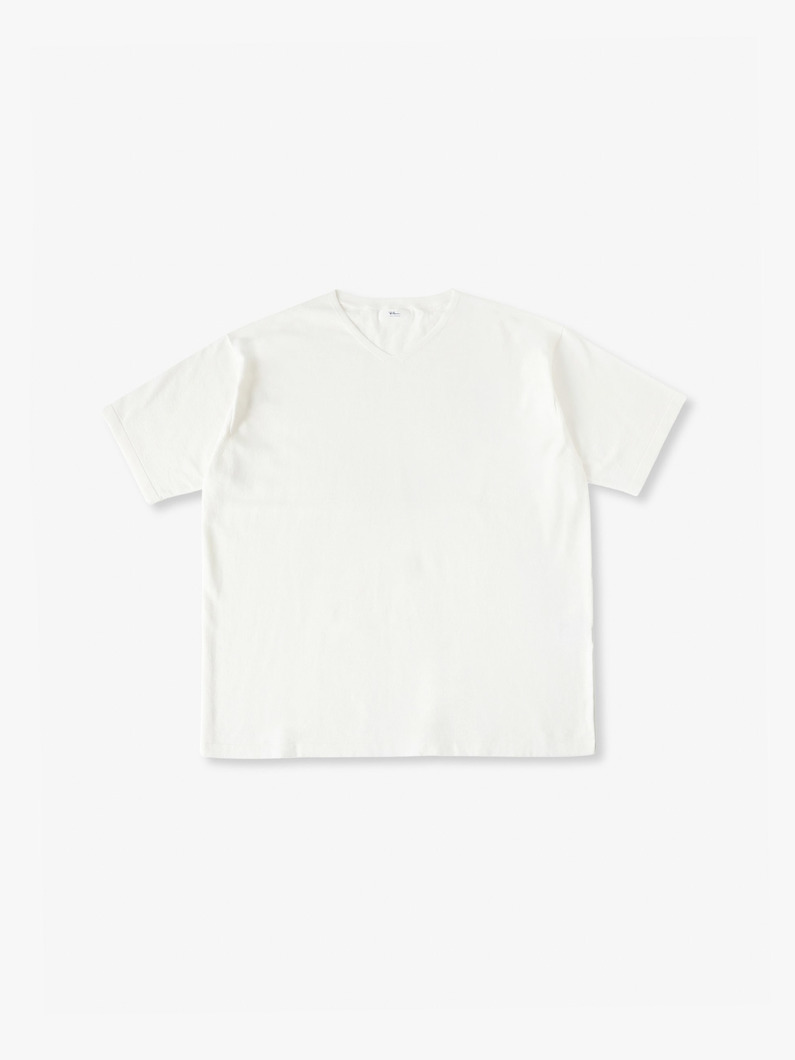 コットンリネン ニット Vネックティー 詳細画像 white 3