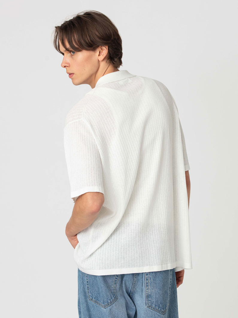 コットンリネン ニット オープンカラーシャツ 詳細画像 white 2