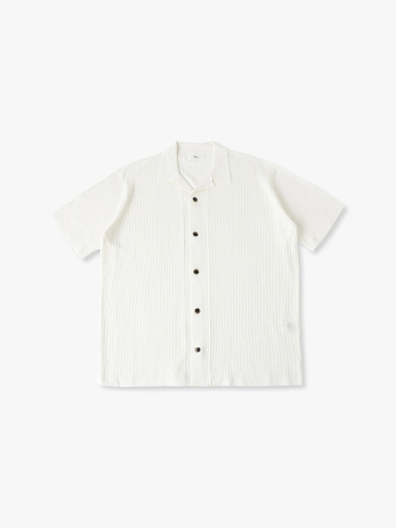 コットンリネン ニット オープンカラーシャツ 詳細画像 white 3