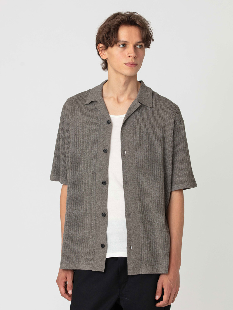 コットンリネン ニット オープンカラーシャツ 詳細画像 charcoal gray