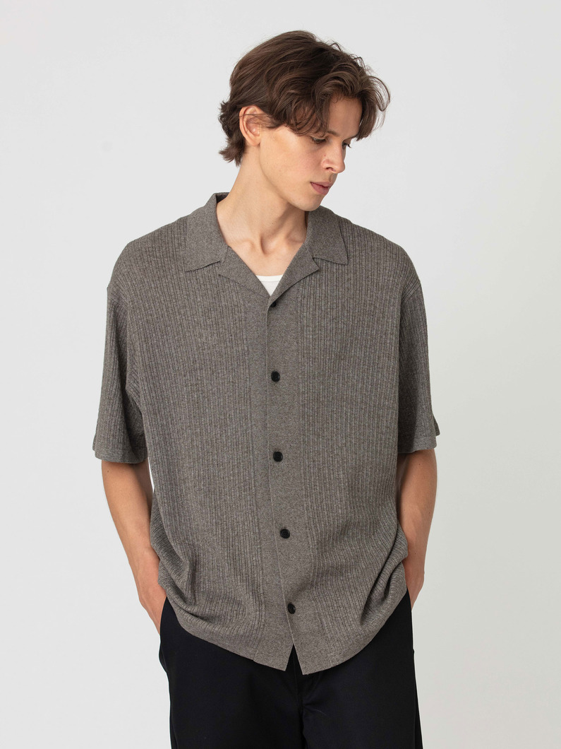 コットンリネン ニット オープンカラーシャツ 詳細画像 charcoal gray 2